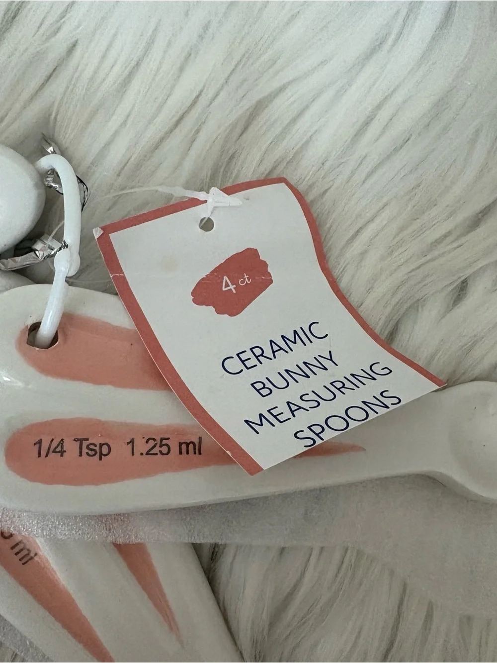 Set of 4 Ceramic Bunny Rabbit Ears Measuring Spoons